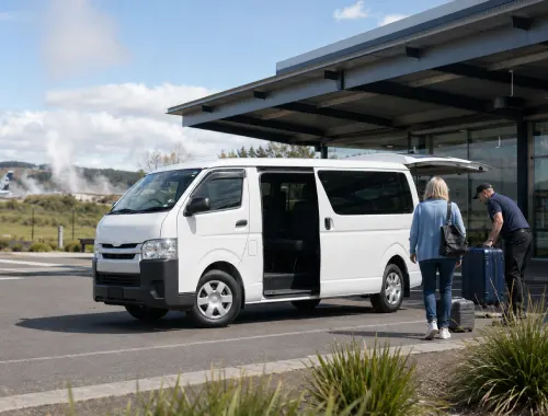Pre-booked private transfer between Taupō and Rotorua Airport