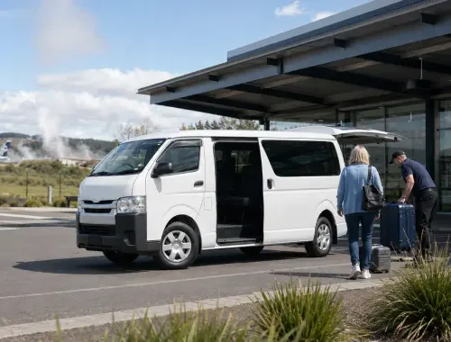 Pre-booked private transfer between Taupō and Rotorua Airport