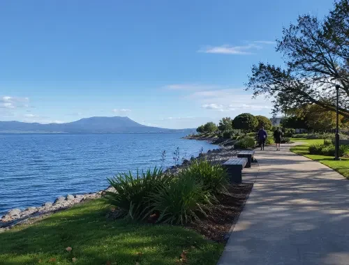 Private taxi and accommodation transfer along the Taupō lakefront
